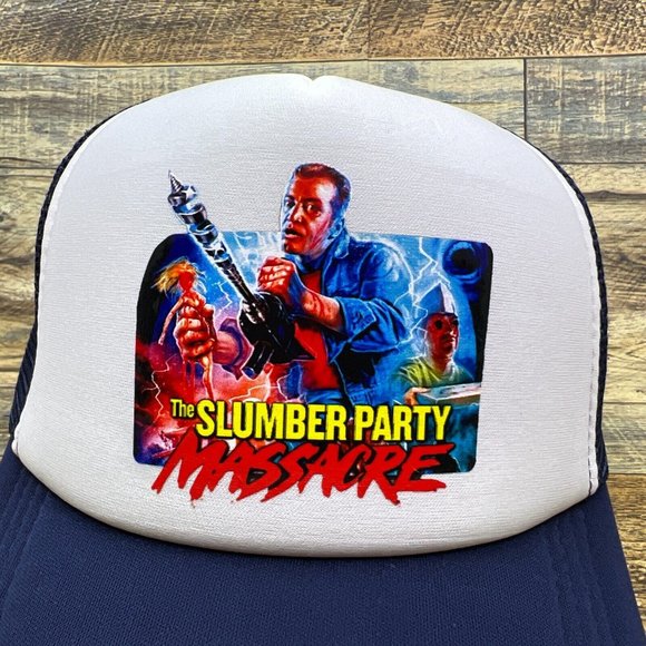 Slumber Party Massacre Mens Trucker Hat Blue Snapback Slasher Horror Movie Cap - Picture 2 of 8